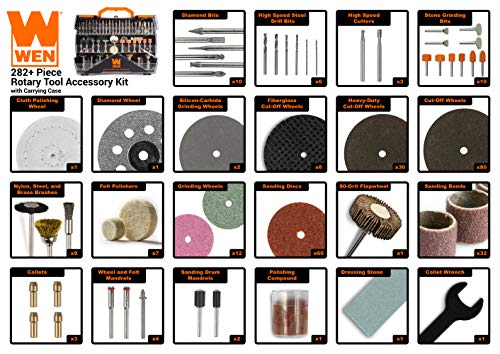 WEN 230282A Kit de acessórios para ferramentas rotativas com estojo de transporte