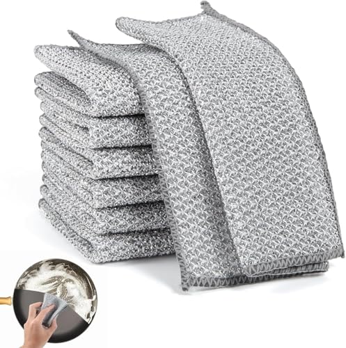 Image of Non-Scratch Steel Wire Dish Cloth Wire Dishwashing Rags, Steel Wire Dish Cloths for Wet & Dry Use,Stainless-Steel Scrubber Wire Dishcloths for Washing Dishes, Sinks & Counters (Pack of 15)