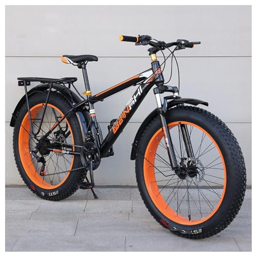 Quxxuol �}�E���e���o�C�N �V�o�� 20/24/26�C���`���]�� �t�@�b�g�o�C�N ���O���\�ȃ��A�V�F���t �t�@�b�g�^�C���o�C�N �σX�s�[�h�}�E���e�� MTB �q���p ��l�p ���w�� ���Z�� �w�� �ʋ� (�u���b�N-�I�����W,26�C���`/21��)