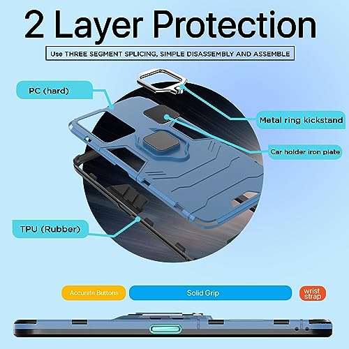 Image of Pikkme OnePlus Nord Ce 2 Lite 5G Back Cover | D5 Tough Armor Bumper | 360 Protection Case | Ring Holder Stand Case for OnePlus Nord Ce 2 Lite 5G (Blue)