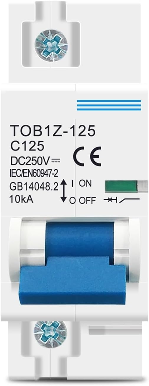 1P 125A DC MCB 250V Circuit Breaker C Curve Battery Main Switch 1Pcs(100A)
