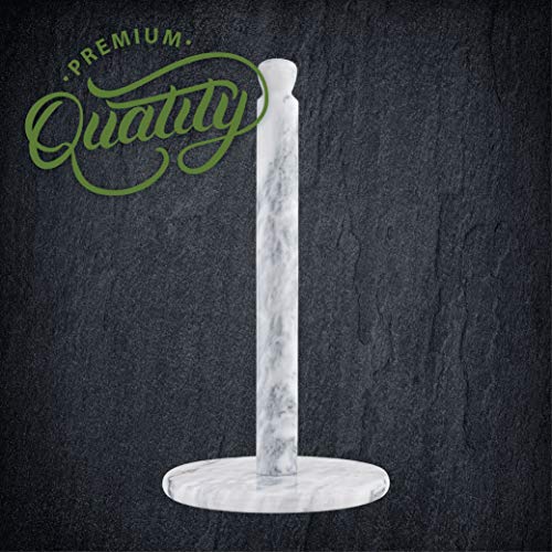 Homeries White Marble Paper Towel Holder – Deluxe Upright Towel Dispenser For Kitchen Countertop, Cabinet & Bathrooms – Non Steel & Non Plastic Design – Heavy Duty, Solid Standup Paper Towel Holders #TOP4