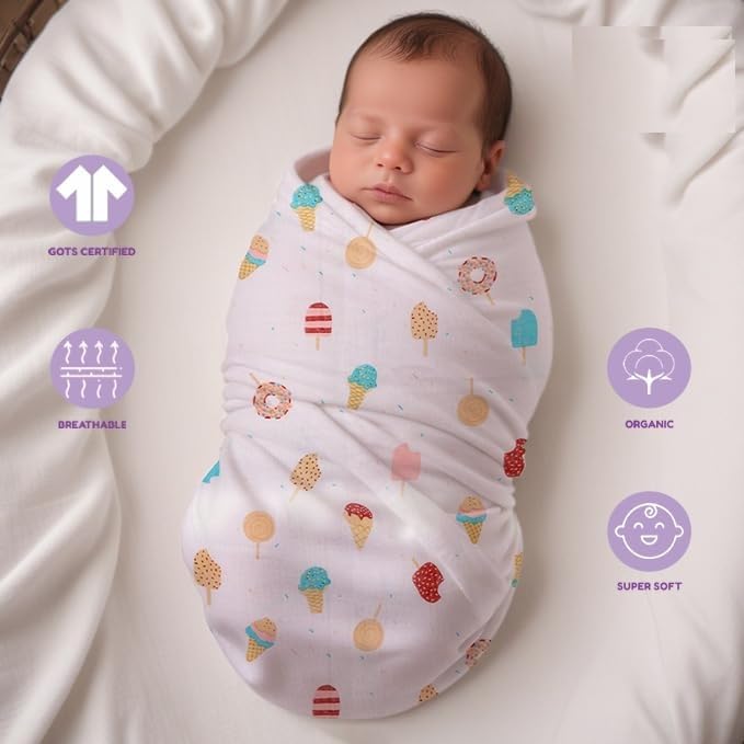 KmCho Muslin Cloth for New Born Baby, Ultra Soft Cotton Swaddle for New Born Baby, Breathable Baby Swaddle Wrap for New Born Essentials 2