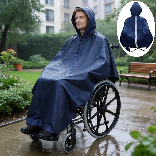 CXAFQ Reflektierender Hochglanz-Rollstuhl-Regenponcho, Regenmantel für Behinderte, Senioren-Mobilitätsroller-Mackintosh, wasserdichter Rollstuhl-Regenmantel, Ganzkörper-Wind- und Regenschutz