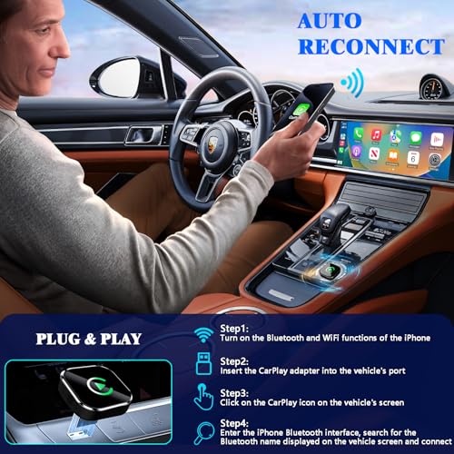 undefined BSUBSU Wireless CarPlay Adapter for iPhone, 2025 Upgraded Wired to Wireless for Apple CarPlay, Mini USB Design Car Play Adapter with Type-C Extension, Plug and Play, Stable Connection & No Latency の商品画像 4