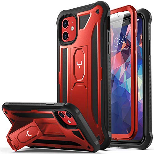 Youmaker Designed For Iphone 11 Case, Heavy Duty Protection Kickstand With Built-In Screen Protector Shockproof Cover For Iphone 11 6.1 Inch-Red/Bk #TOP6