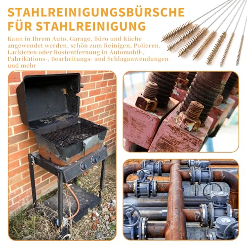 7 Stück Messingrohrreinigungsbürste, Messing Zylinderbürste, Sauber Bohrlochbürste,für Reagenzgläser Reinigen,Strohhalm Bürste kleine Zwischenräume,6mm/8mm/10mm/12mm/15mm/20mm/22mm