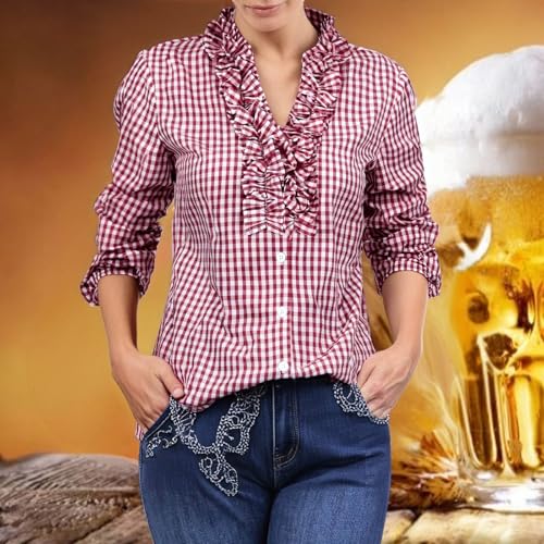 Blouse dirndl blanche col montant chic pour fête - 2