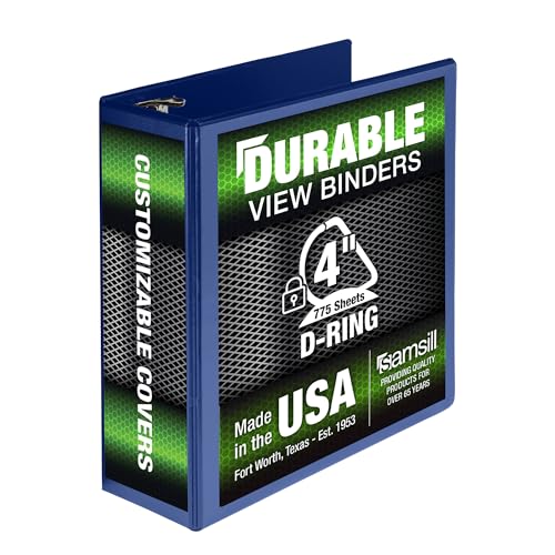 Image of Samsill Durable 4 inch 3 Ring Binder, D Ring Binder, 100% Recycled Chipboard, Blue