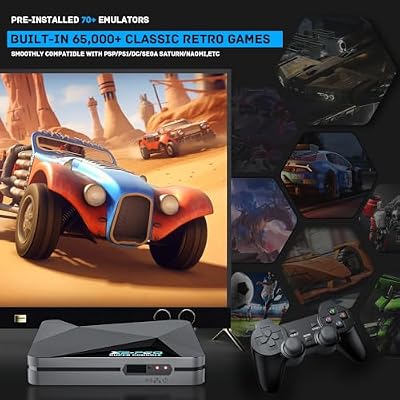 Kinhank Super Console X2 PRO Retro Game Console,Built-in 65,000+ Classic Games,Android 9.0 & EmuELEC 4.6 Dual System,4K HDMI UHD Output,2.4+5G WiFi,BT 5.0,S905X2 Chip,Ideal for Family Gaming & Gift