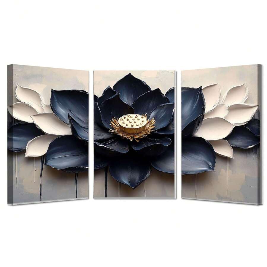 Tableaux floraux abstraits CAOXTART 40x60 cm : lot de 3 peintures sur toile bohème avec cadre