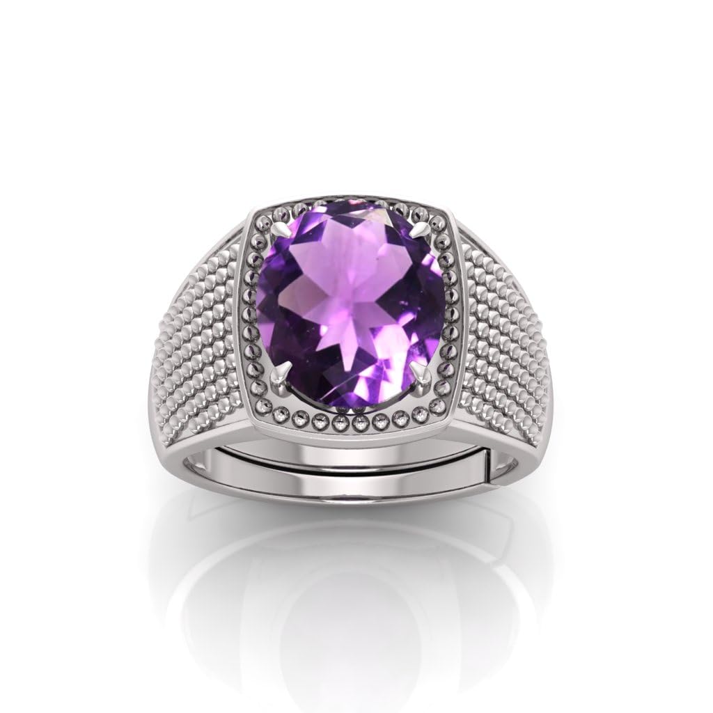 Bague en améthyste cadeau idéal mixte avec anneau réglable argenté