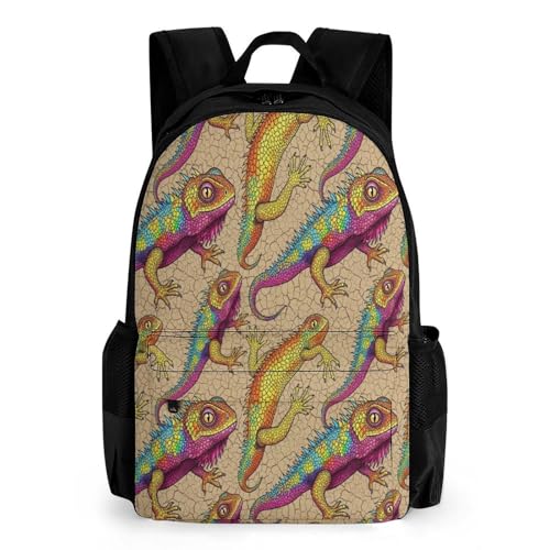 Women's Bearded Dragon Lizard Backpack, Multi-Functional Spacious Backpack with Adjustable Strap for Travel, Hiking, Fashion Shoulder Bags