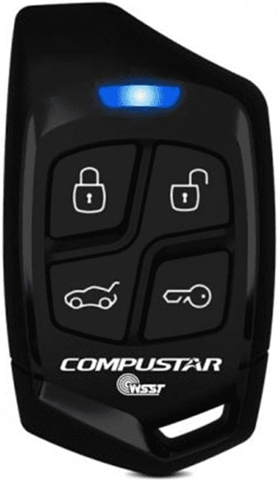 Compustar 1WG10R-SS Remote Transmitter back view, showing battery compartment area