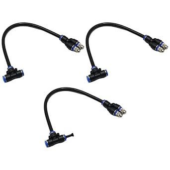 VIKKSAER 3 Pack 2 Way Brass Misting Nozzles Tee, w/ 13 in Length Built in Hose for Outdoor Watering System, Adjustable 360 Rotation Spray Heads, Water Mister Nozzles Thread Sprayer 0.043 in 1.1 mm