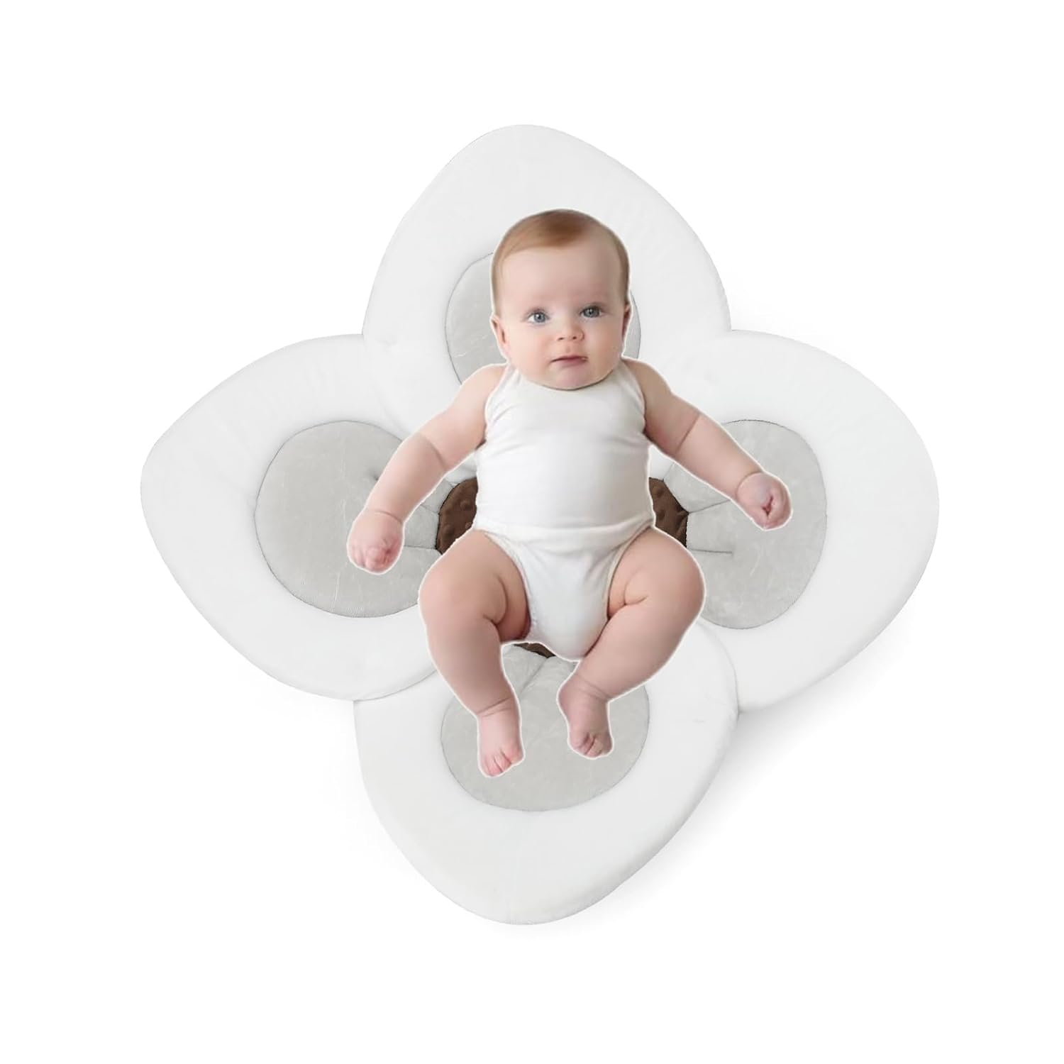 PandaEar Baby Bath Pad for Infant Newborn | Soft Flower Petals for Sink Bathtub Essentials Shower Gift (Grey)