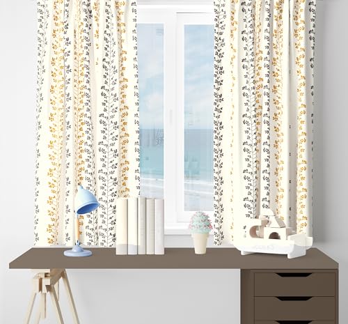 Image of Ultimate Trends Polyester Room Darkening Curtains for Doors and Window, Eyelets Curtain Block Up to 65% to 70% Sunlights, 5 FEET Packof 2,Yellow Grey