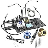X-Tronic's 3060-PRO • Dual LED Display • 75 W Soldering Iron Station with 6 Solder Tips, Mini Mag Lamp, 2 Helping Hands, Sleep Func, 3 Temp Presets, Calibration Func, C/F Func & Brass Sponge w/Flux