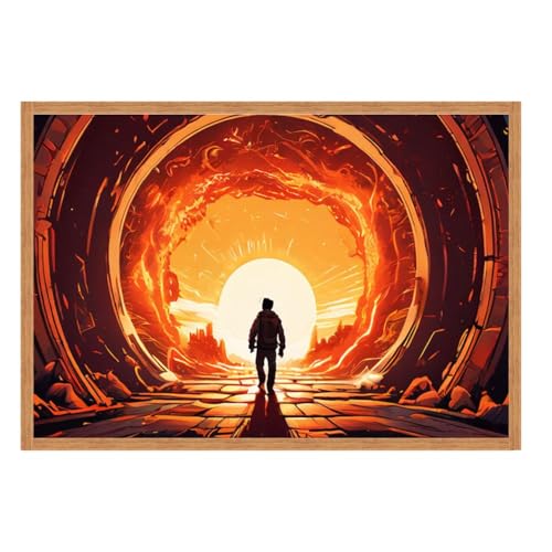 GAEKKO Quadro da parete Il viaggiatore del tempo attraversa il cancello in incerto su vetro acrilico con cornice portafoto in vetro acrilico 30 x 20 cm