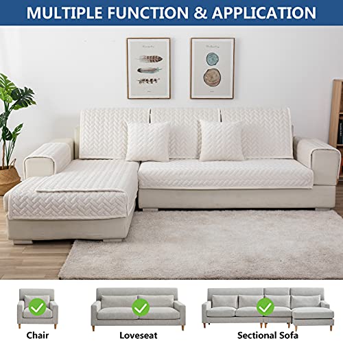 Eismodra Couch Cover,Sectional Couch Covers,Sofa Covers For 3 Cushion Couch,Anti-Slip Sofa Slipcovers For Dogs Cats Kids Loveseat Recliner L Shaped Armrest Backrest,White 36''X70''(Only 1 Piece) #TOP1