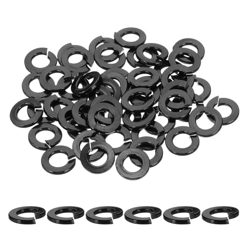 MECCANIXITY 1/4 Spring Lock Washer, 304 Stainless Steel Split Lock Washers for Screws Bolts Cars Construction Machinery Black Pack of 50