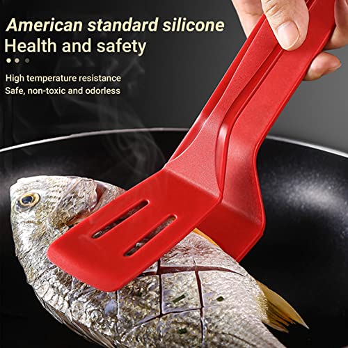 Silicone Kitchen Tongs Kit For Cooking, 2 Pcs 11 Inches Red Stainless Steel Silicone Tongs, Multipurpose Bbq Clamp/Fried Steak Clamp/Bread Clip/Flipping Fish #TOP5