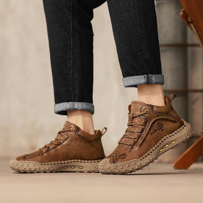 LZDZN Mens Boots For Men Chelsea Shoes Leather High Top Casual Men's Size Man Shoe Fashion Sneakers