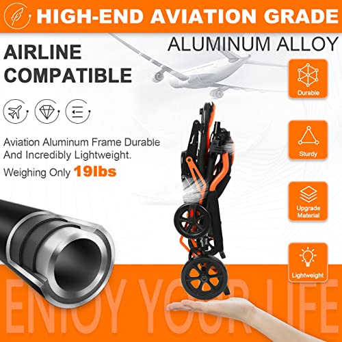 Tripaide Folding Lightweight Wheelchair, Transport Wheelchairs For Adults, With Flip-Backs Arms & Swing-Away Footrests, Portable All Terrain Wheelchair, 220 Lbs Capacity #TOP2