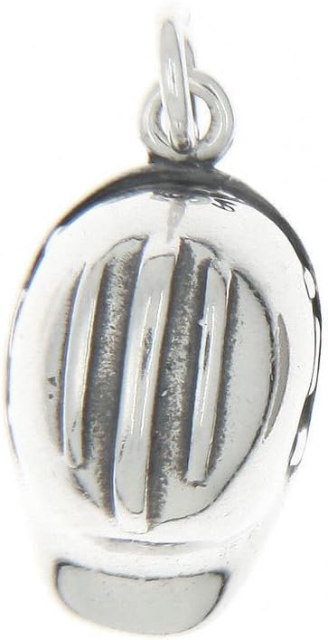 LGU Sterling Silver Oxidized 3d Construction Worker Hard Hat Charm Pendant