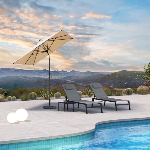 Image of PURPLE LEAF Patio Market Umbrella 6.5' x 6.5' Square Tilt Beige 8 Ribs Pool