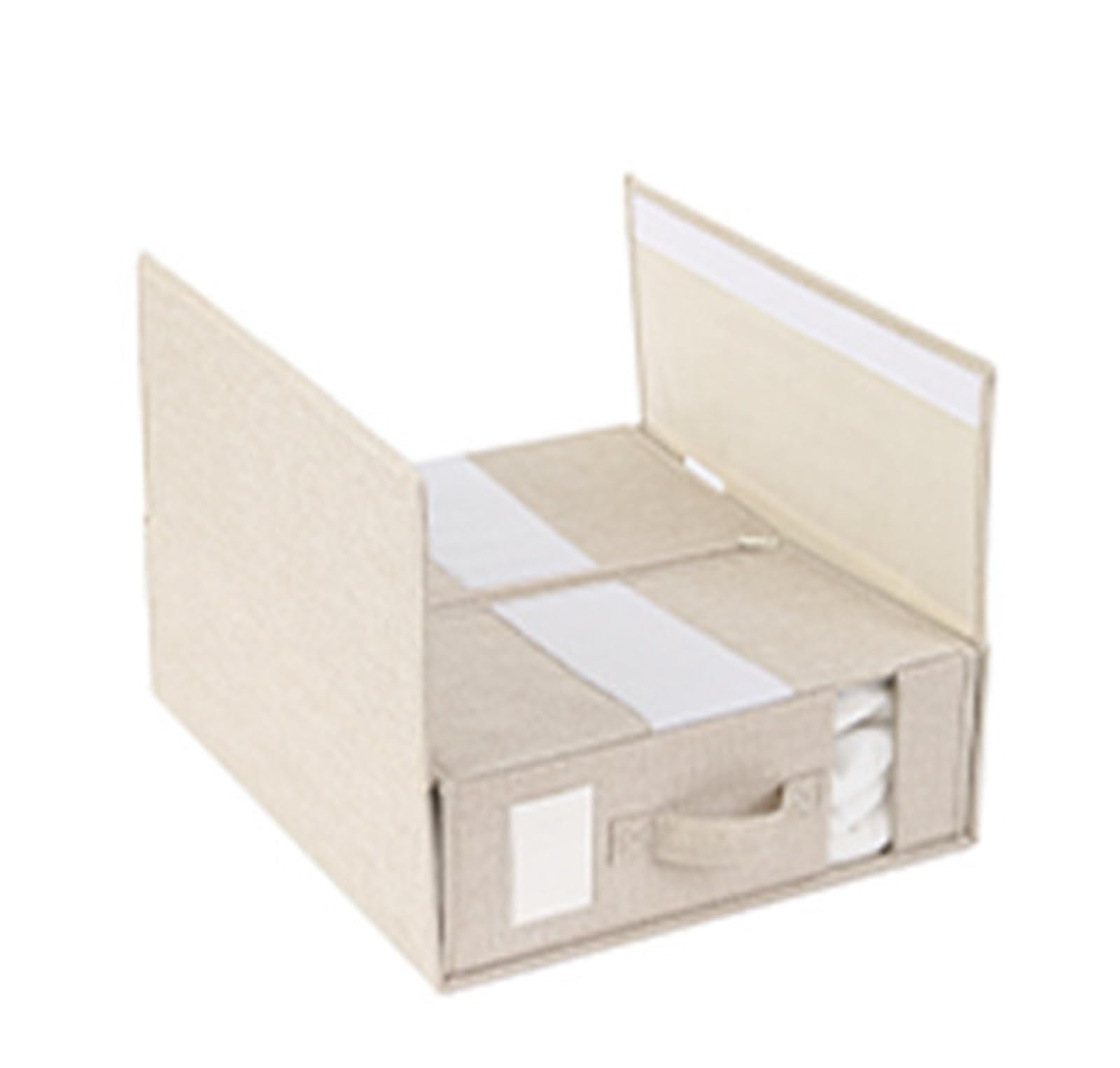 Organizador Armario Cajas Almacenaje Bolsas De Almacenamiento Organizador De Almacenamiento En Forma De Cubo For Ropa, Edredones Y Mantas Con Caja Semirrígida Bolsas Para Guardar Ropa(Beige-Three pack