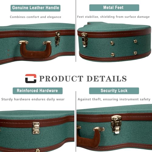 Crossrock Master Series - Wooden Les Paul Electric Guitar Case - Security Lock, Genuine Leather Handle, Reinforced Hardware, Metal Feet, Storage Space- Malachite Blue Tweed (CRW720LMB) by Crossrock - Image 5