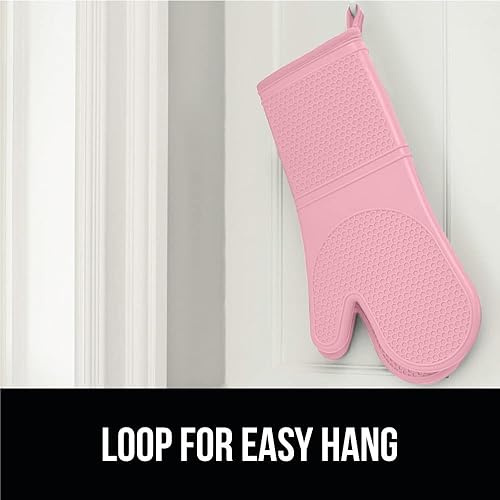 Miniatura 27 de GORILLA GRIP Juego de 4 manoplas de horno de silicona suave sin BPA y soportes para ollas, resistentes al calor, forro de algodón grueso, agarre Rojo