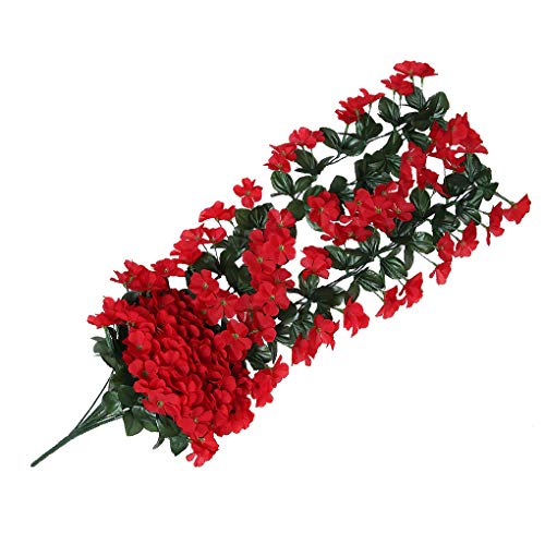 Boburyl Fleur Artificielle Vigne Murale Hanging Suspendue Fausse Fleur Décor Floral Artificiel Violet Vine Accueil Hôtel Décoration, Rouge