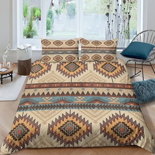 Housse de couette Aztec 3 pièces microfibre 260x220cm avec 2 taies d'oreiller