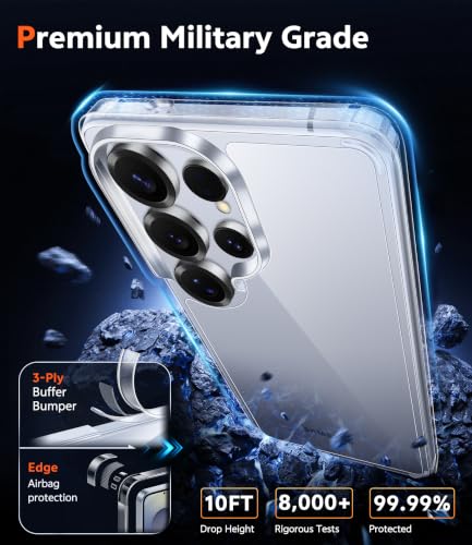 Image of FNTCASE for Samsung Galaxy S25-Ultra Case Clear Anti Yellowing | Military Grade Drop Protection Cell Phone Cover, Rugged Shockproof Protective Bumper, Transparent Cases