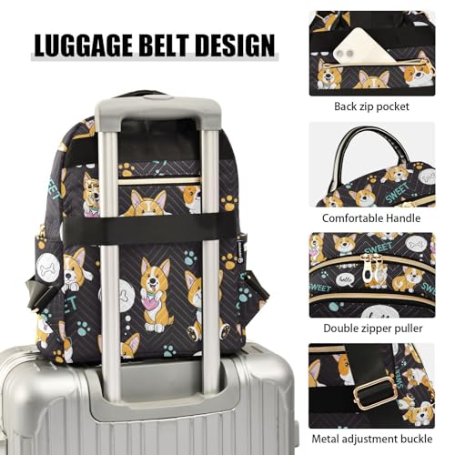 Image of Cute Corgi Quilted Backpack Purse for Women Fashion Small Backpack M | Shoulder Bag Travel Casual Daypack