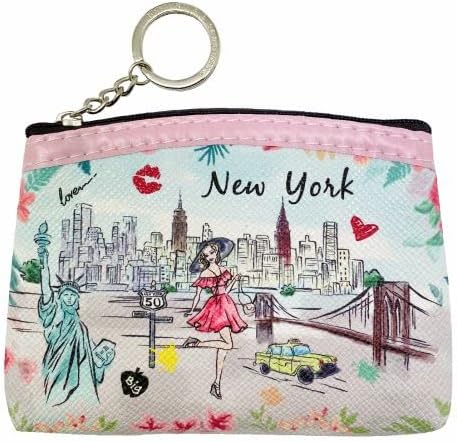 Girls & Women Fashion Cute Chic Classic Elegant New York Souvenir Zipper Change Key Pouch Coin Purse (JP-330148D)