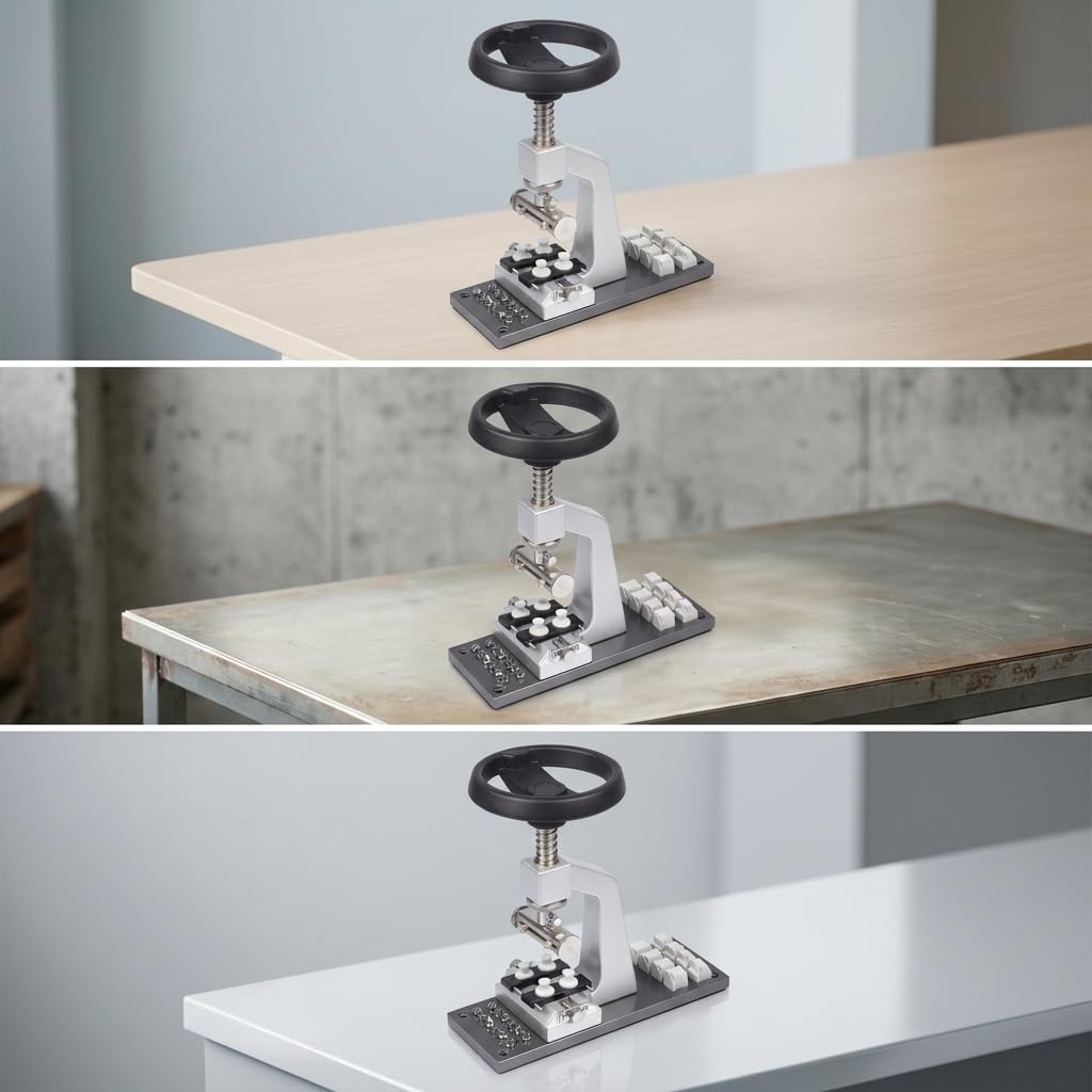 Milageto Abridor de Trasera de Reloj Herramienta Abrir Caja Extractor Destapador de Relojería Ajustable con 12 de Acero Soporte Vertical de con Ranuras