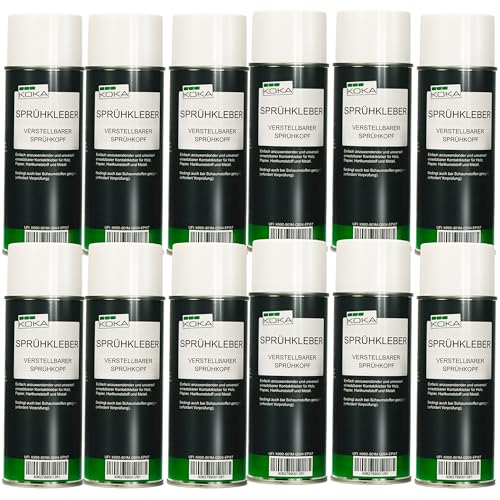 12 adhesivos en spray con cabezal de pulverización ajustable