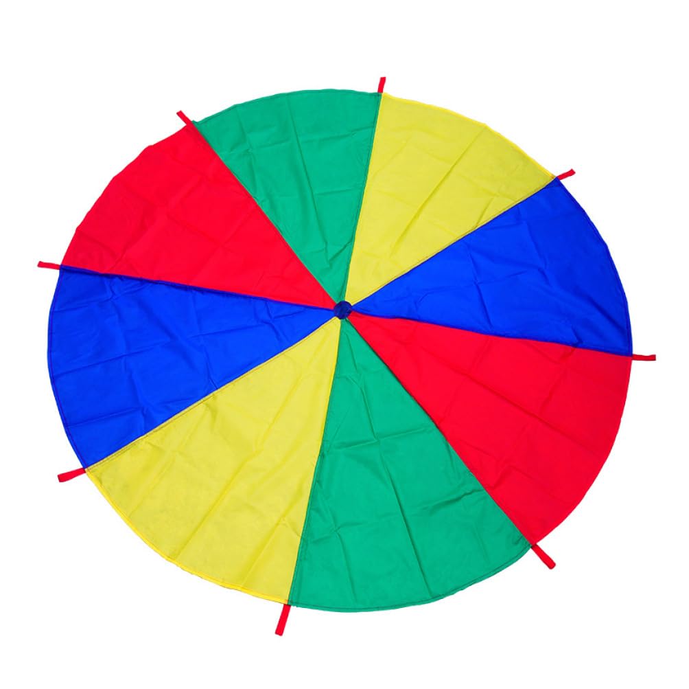 Faroby Rainbow Play Parachute, 8 Handle Adult Kids Play Rainbow Parachute Toy for Outdoor, 2M / 6.5Feet