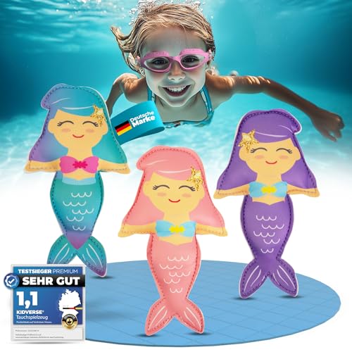 KIDVERSE Tauchtiere für Kinder - Geprüftes Wasserspielzeug - Neopren Tauchspielzeug für Kinder - Buntes Schwimmbad Spielzeug zum Tauchen Lernen - Pool Spielzeug (Meerjungfrauen)
