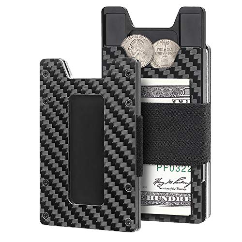 Preisvergleich Produktbild TEEMZONE Kreditkartenetui mit Münzfach - Carbon Geldbörse Herren Klein RFID Schutz Kartenetui mit Geldklammer - Mini Portemonnaie