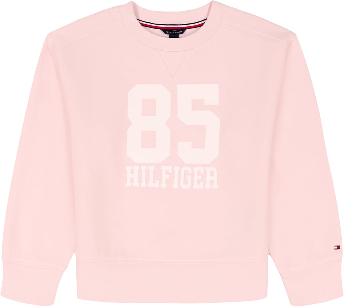Tommy Hilfiger Girls' Long Sleeve Fleece Pull-over Crew Neck Sweatshirt, Soft & Comfortable