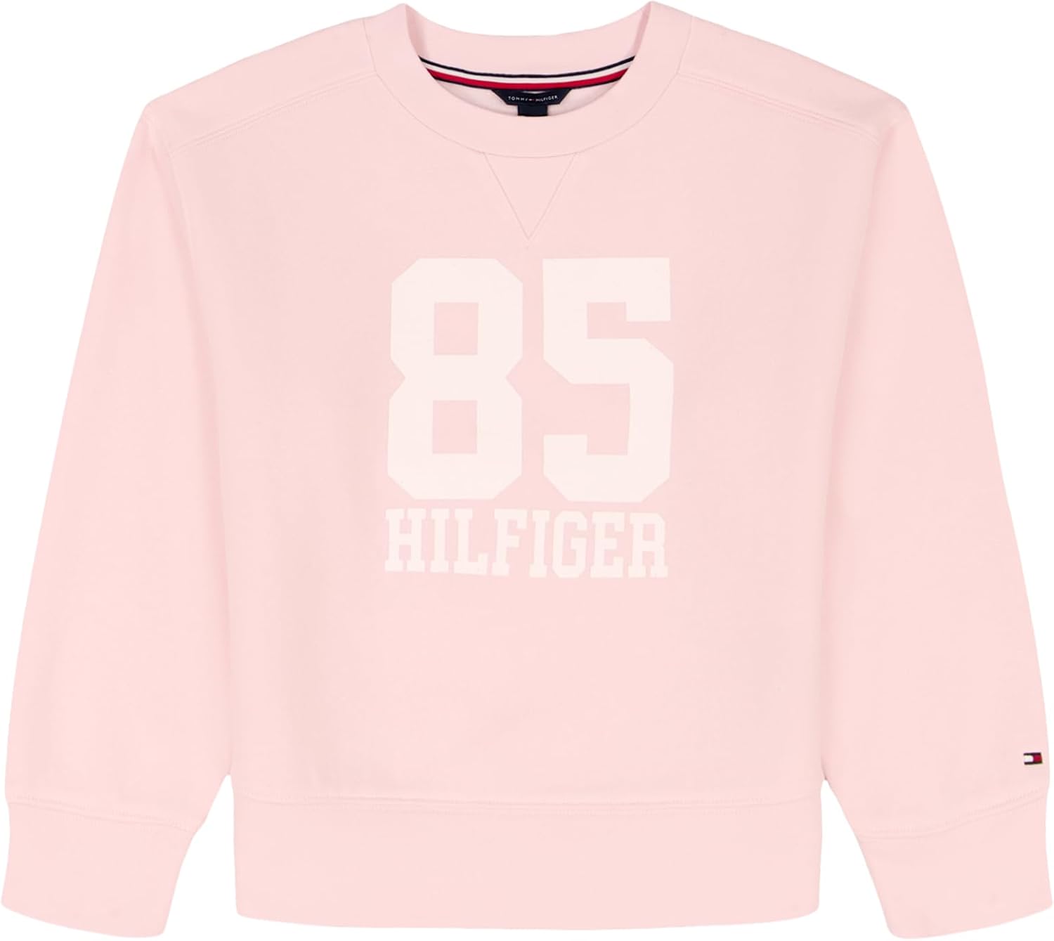 Tommy Hilfiger girls Long Sleeve Fleece Pull-over Crew Neck Sweatshirt, Soft & Comfortable