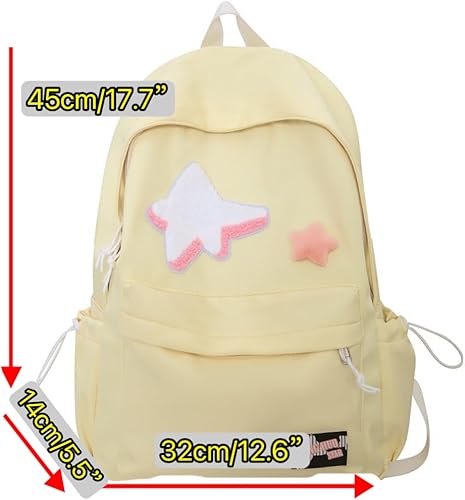 Miniatura 5 de UIVXXUD Kawaii Backpack with Cute Accessories - Waterproof Nylon Double Shoulder Bag (Black)