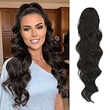 FESHFEN Coleta Postiza Larga Extension Coleta Rizada con Cordón Sintética Postizos de Pelo para Mujer 60cm