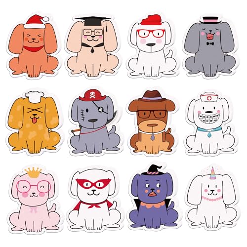 12パックのアニメ犬デザイン付箋、240枚のかわいい動物デザイン付箋、学生用、在宅オフィス用、ルームメイトへのギフトラベル用品