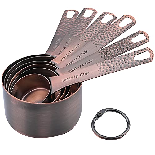 Smithcraft Measuring Cups Set, Copper Measuring Cups Set, Stainless Steel Measuring Cups Set, Kitchen Measuring Cups, Heavy Duty 6 Measurer Cups And 1 Ring #TOP1