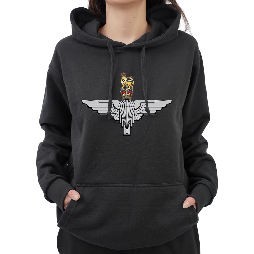Graphic Impact Unisex Black Inspired The Parachute Regiment Badge Hoodie Cap Logo Hoodie (, Xxlarge)